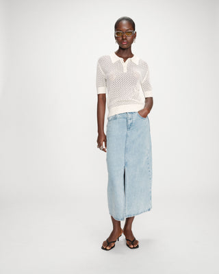 Cardigan en maille ajourée ecru Vadim