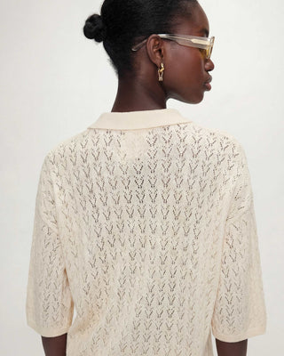 Cardigan en maille ajourée ecru Vadim