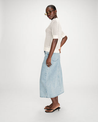 Cardigan en maille ajourée ecru Vadim