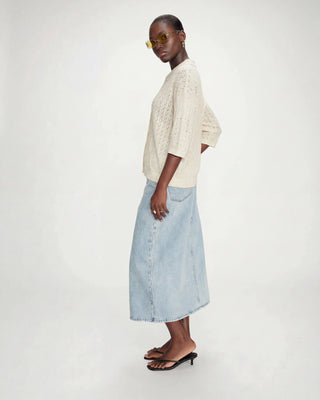 Cardigan en maille ajourée ecru Vadim