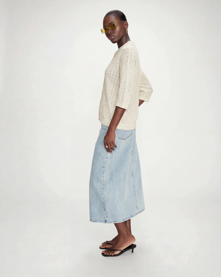 Cardigan en maille ajourée ecru Vadim