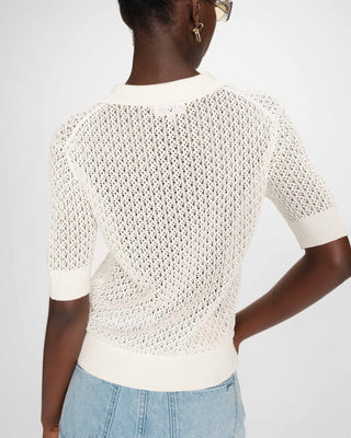 Cardigan en maille ajourée ecru Vadim