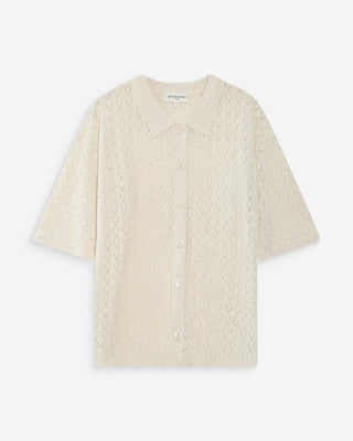 Cardigan en maille ajourée ecru Vadim
