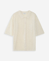 Cardigan en maille ajourée ecru Vadim