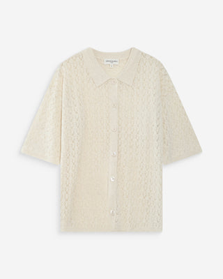 Cardigan en maille ajourée ecru Vadim