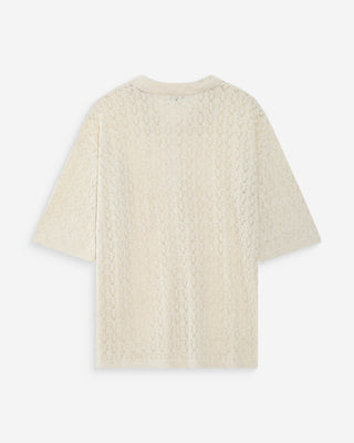 Cardigan en maille ajourée ecru Vadim