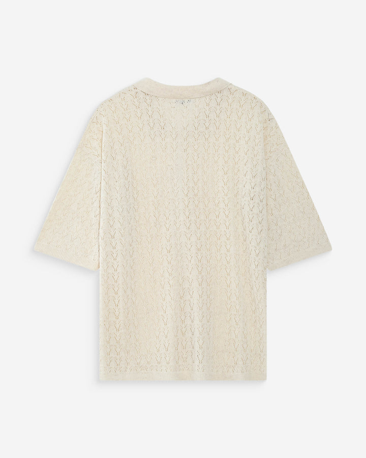 Cárdigan de punto calado ecru Vadim