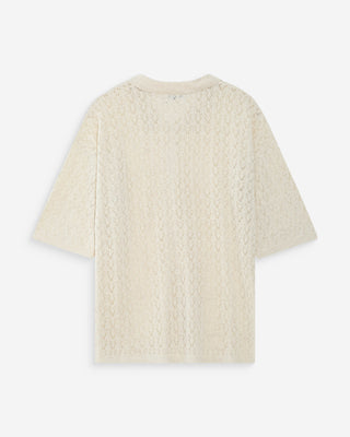 Cardigan en maille ajourée ecru Vadim