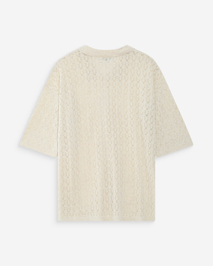 Cardigan en maille ajourée ecru Vadim