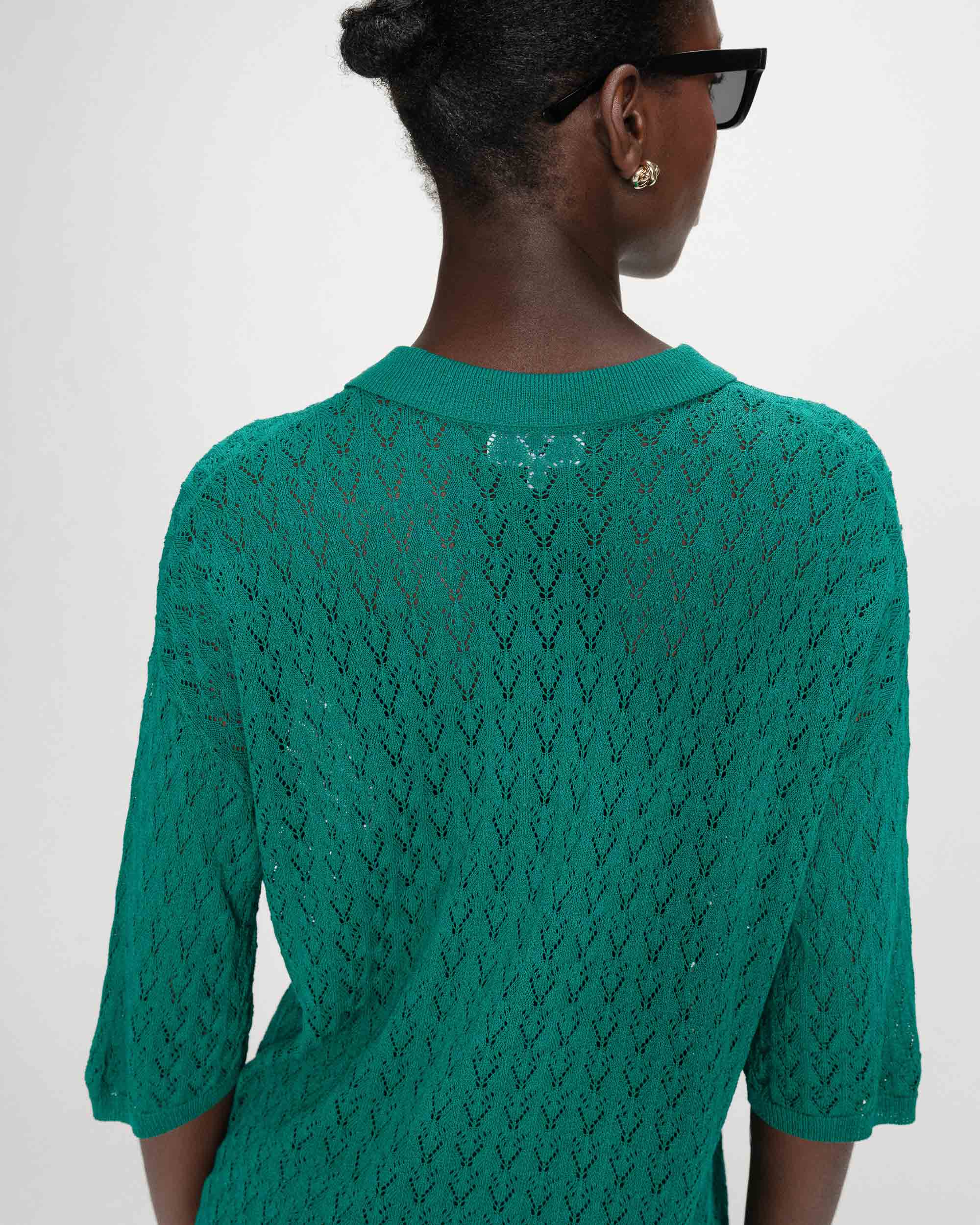 Cardigan en maille ajourée vert Vadim