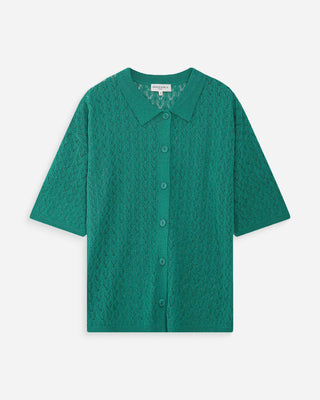 Cardigan en maille ajourée vert Vadim