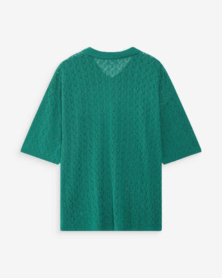 Cardigan en maille ajourée vert Vadim