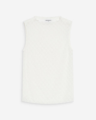 Top col rond en dentelle ivoire Vintie