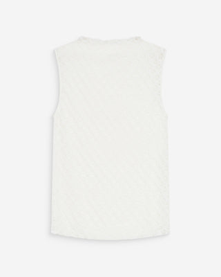 Top col rond en dentelle ivoire Vintie