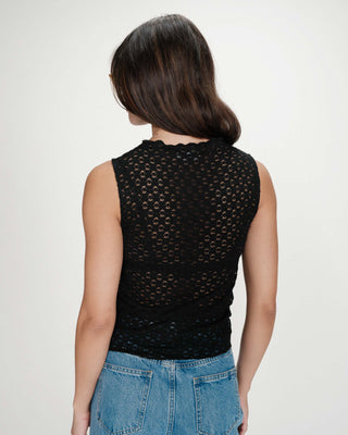 Top col rond en dentelle noir Vintie