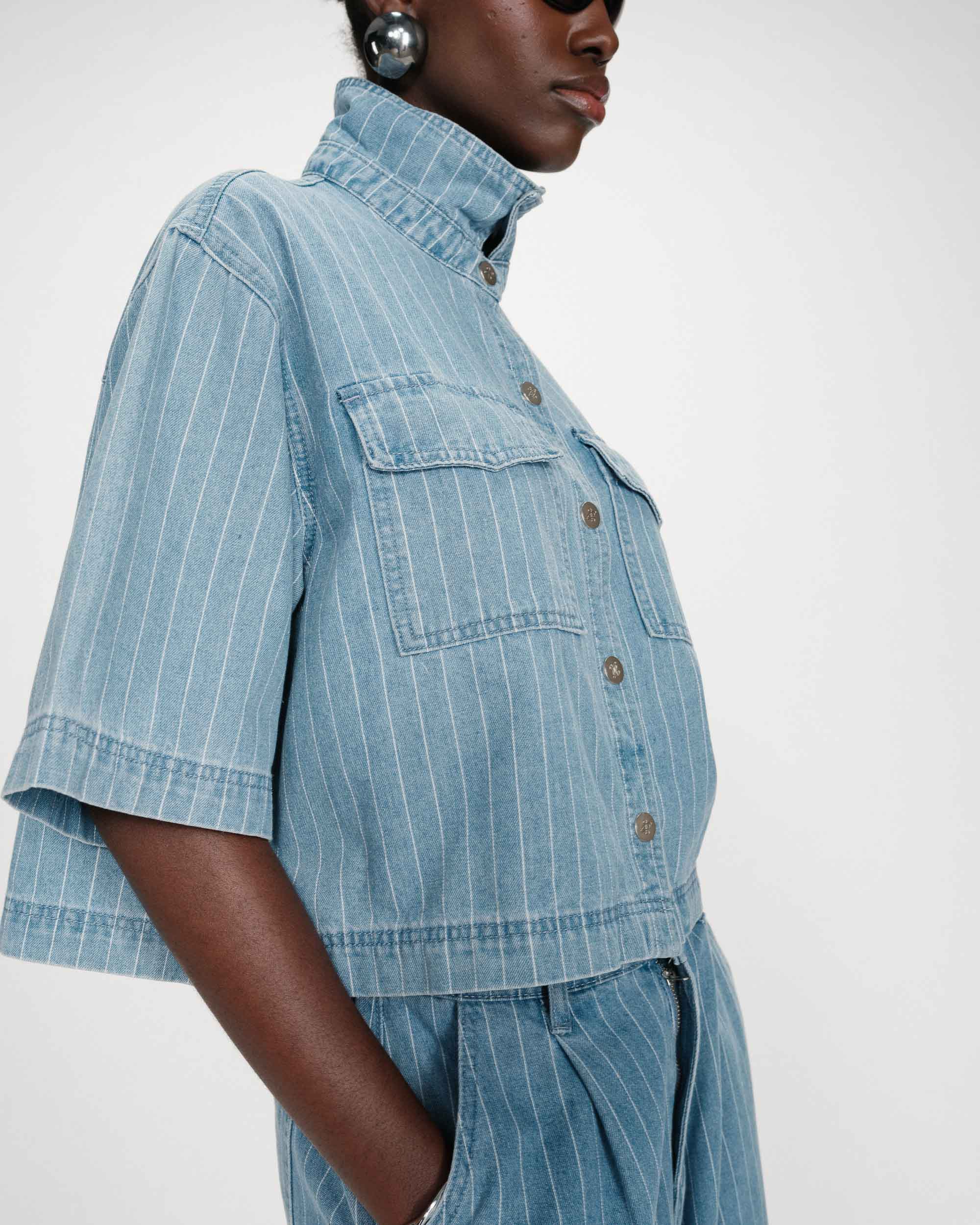 Chemise courte en jean stripedblue Vita