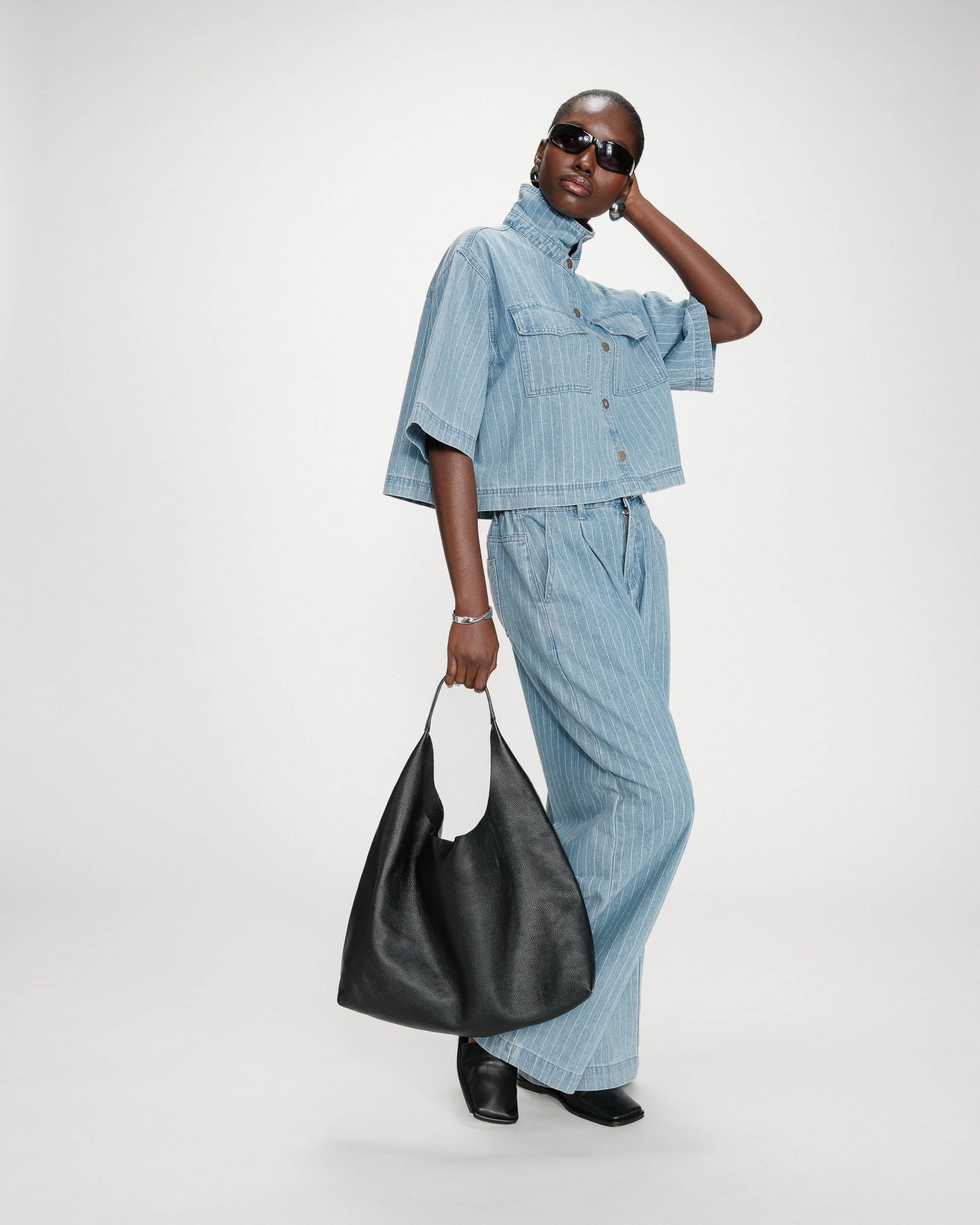 Chemise courte en jean stripedblue Vita