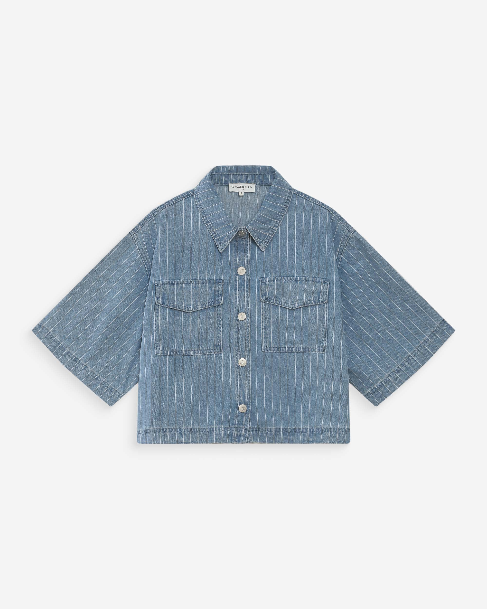 Chemise courte en jean stripedblue Vita