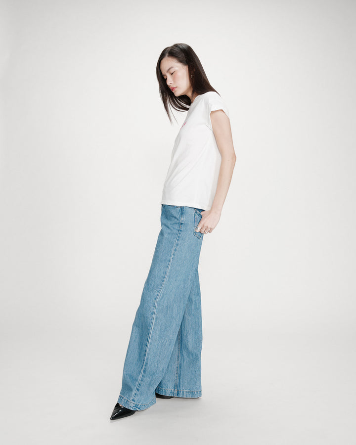 Camiseta de algodón con mensaje fuchsia Vico