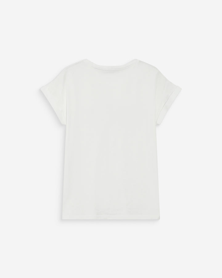 Camiseta de algodón con mensaje fuchsia Vico