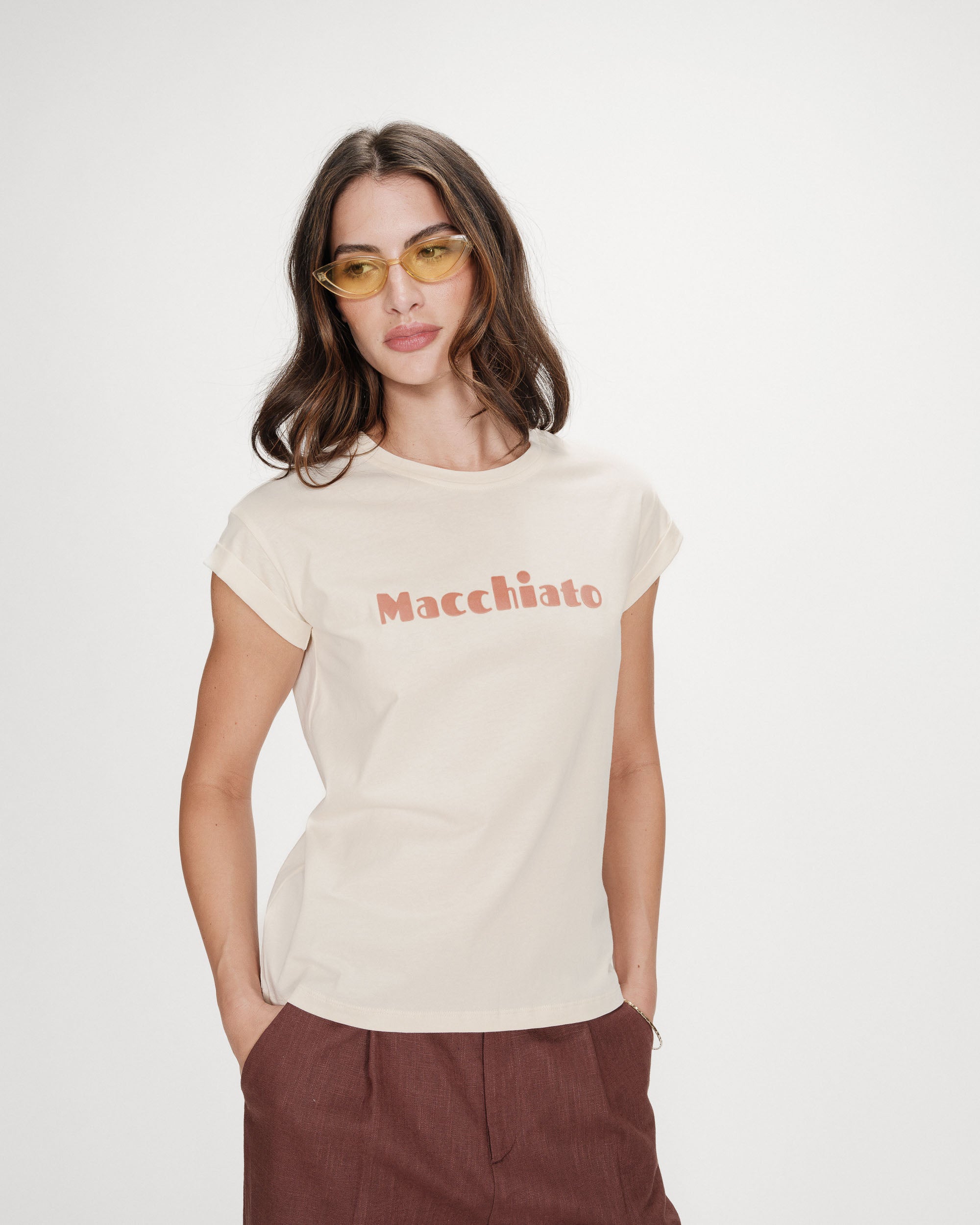 T-shirt à message imprimé mocha Vico