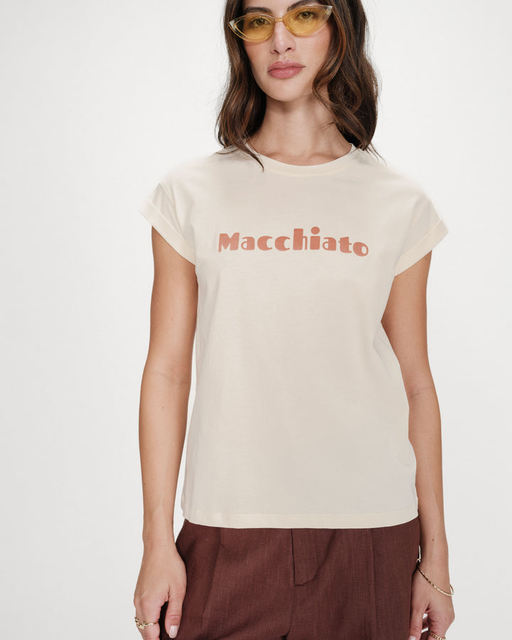 Camiseta de algodón con mensaje mocha Vico
