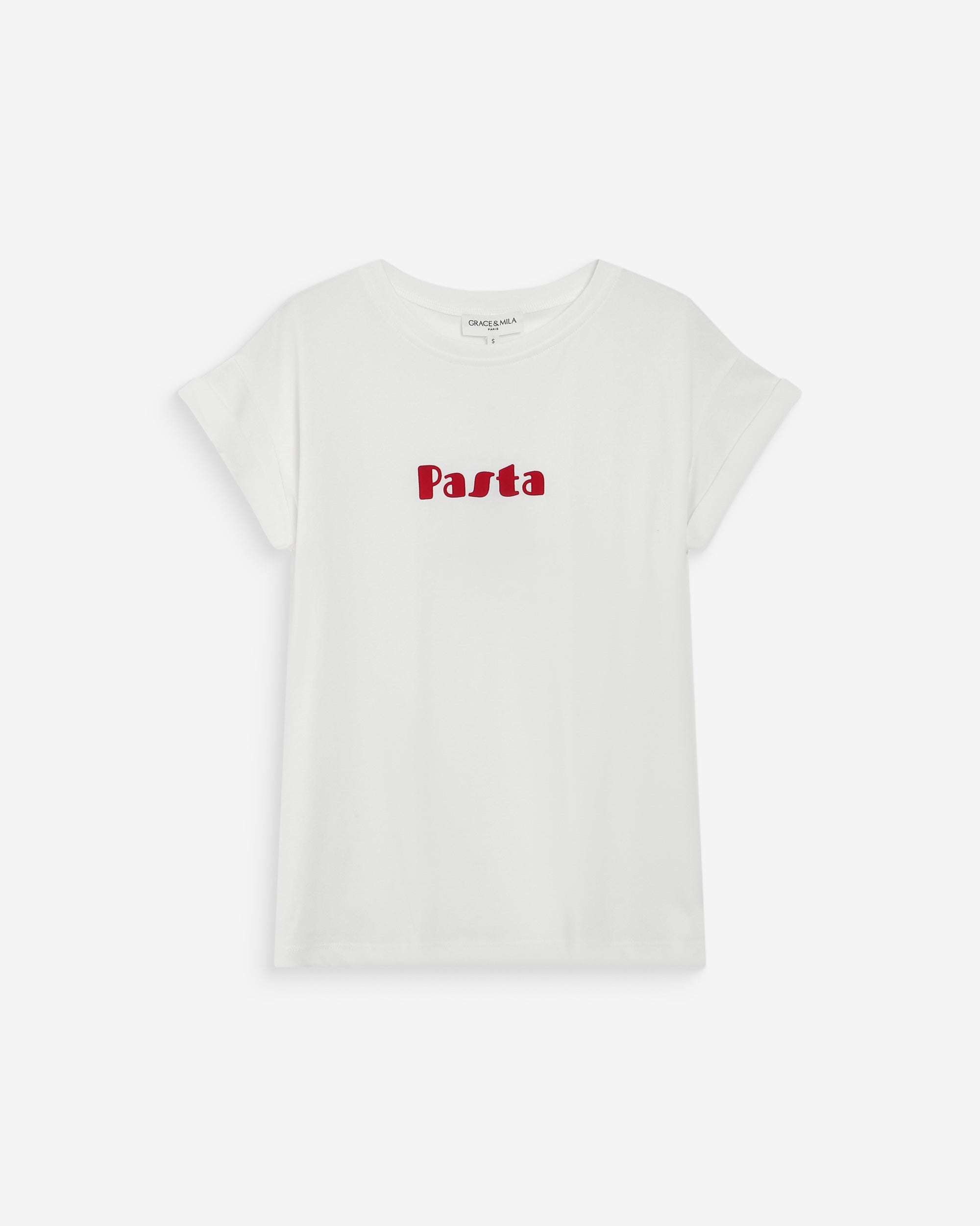 Camiseta de algodón con mensaje rouge Vico