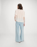 Blouse col V en dentelle amande Vicky