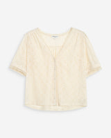 Blouse col V en dentelle amande Vicky