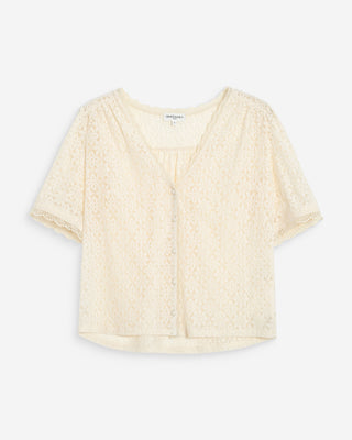 Blouse col V en dentelle amande Vicky