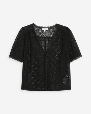 Blouse col V en dentelle noir Vicky