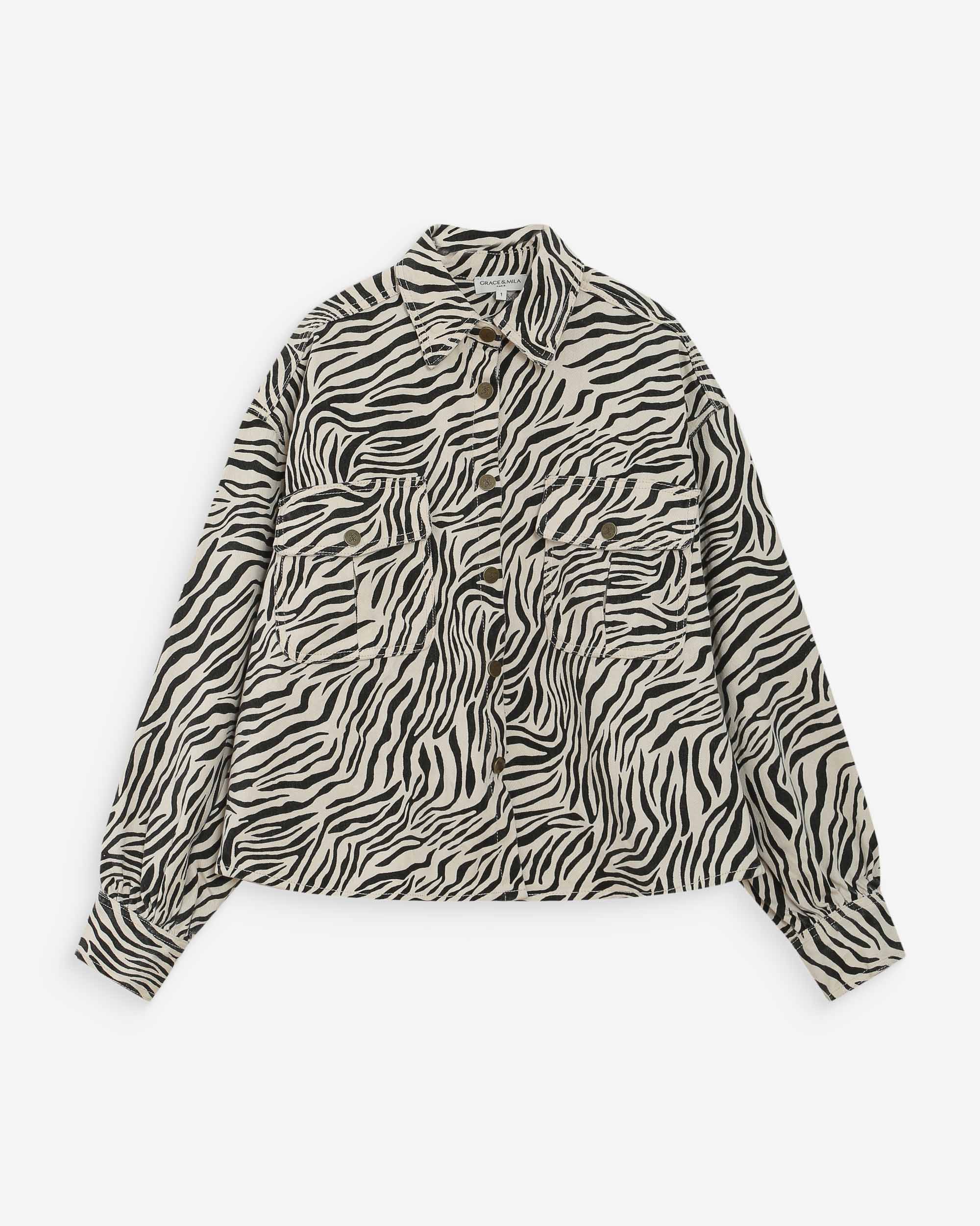 Veste oversize imprimée zebre Vana