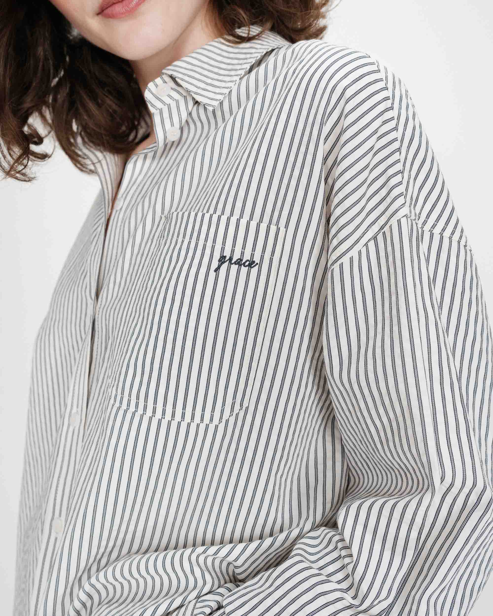 Chemise oversize rayée marine Vipera