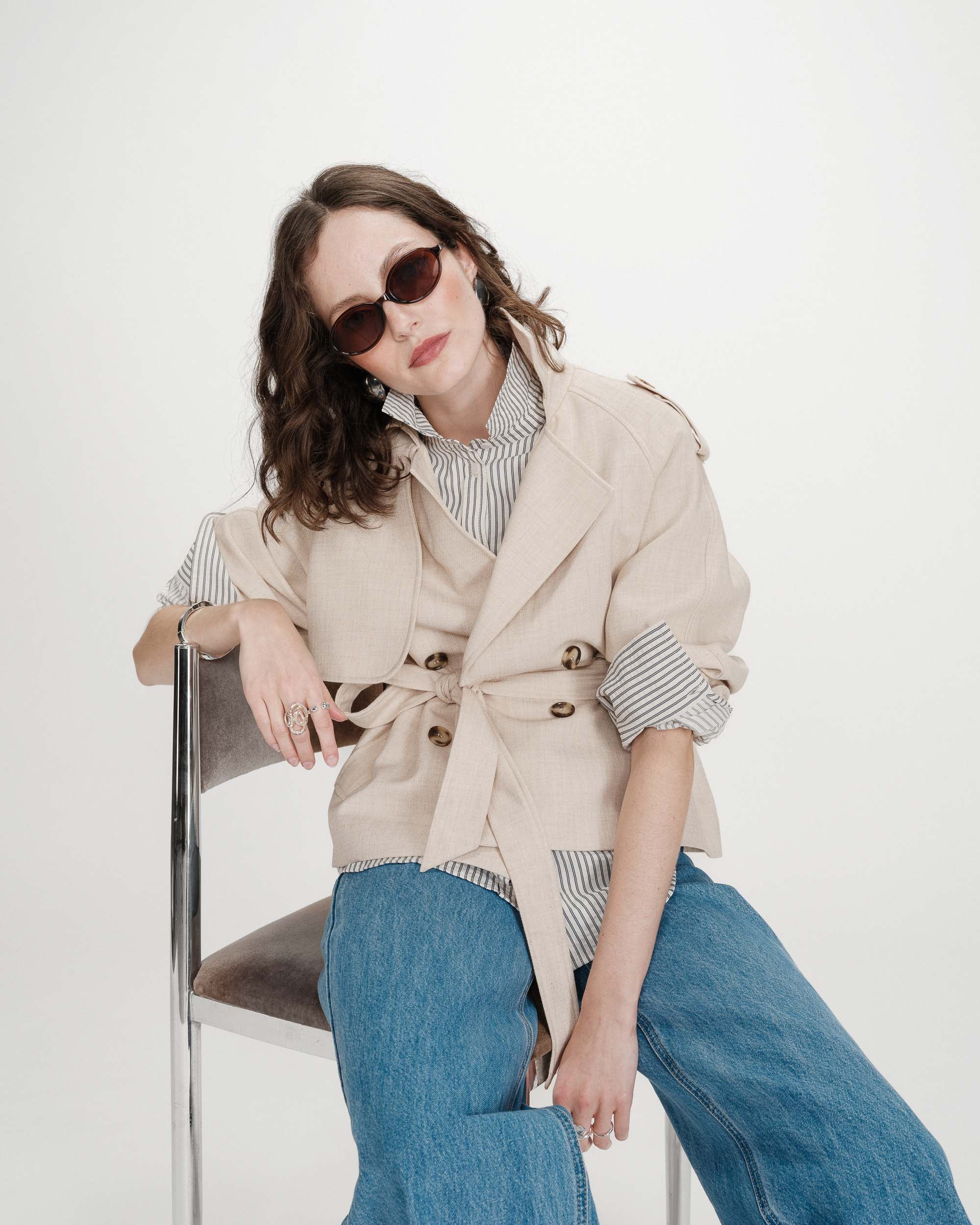 Chemise oversize rayée marine Vipera