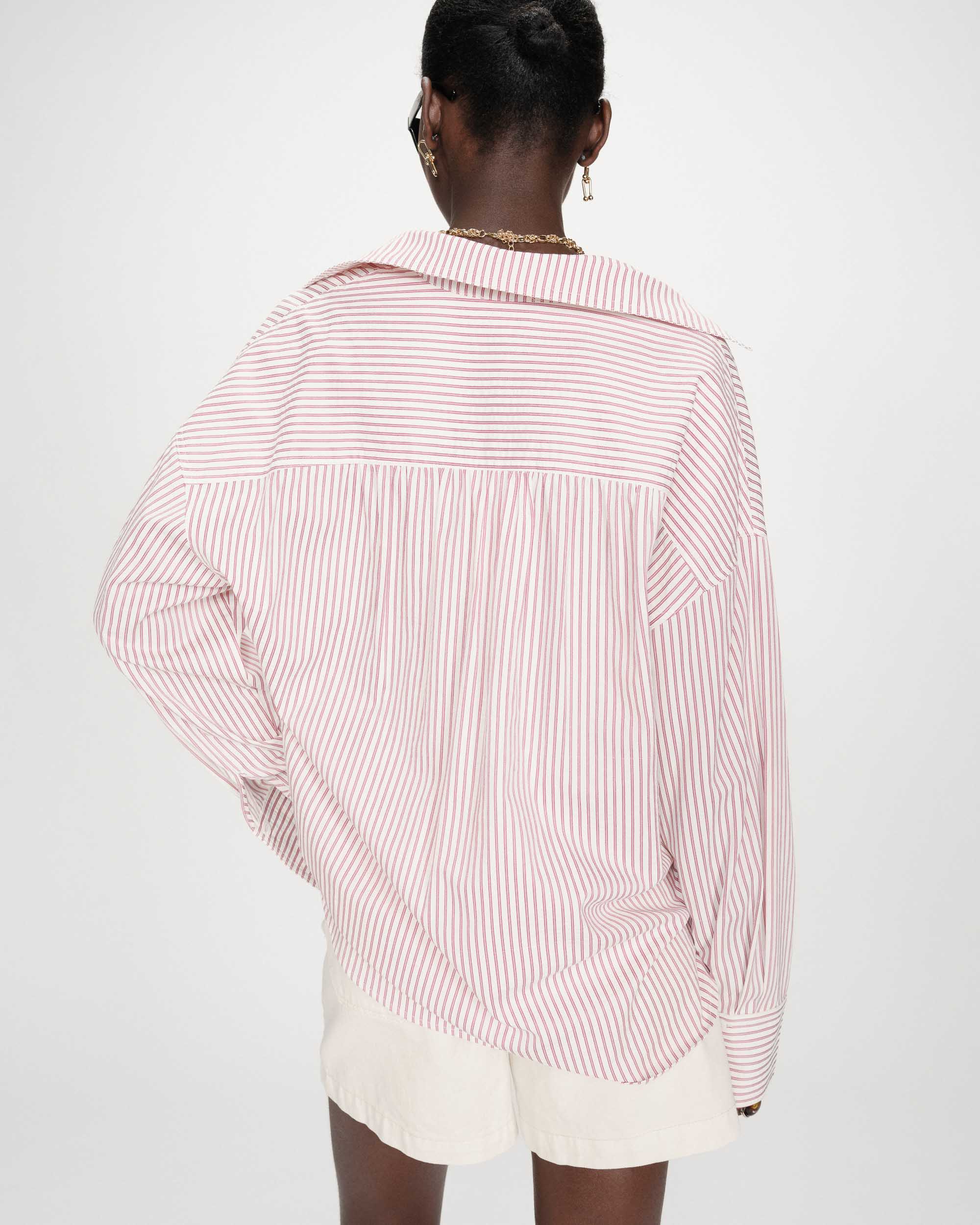 Chemise oversize rayée pivoine Vipera