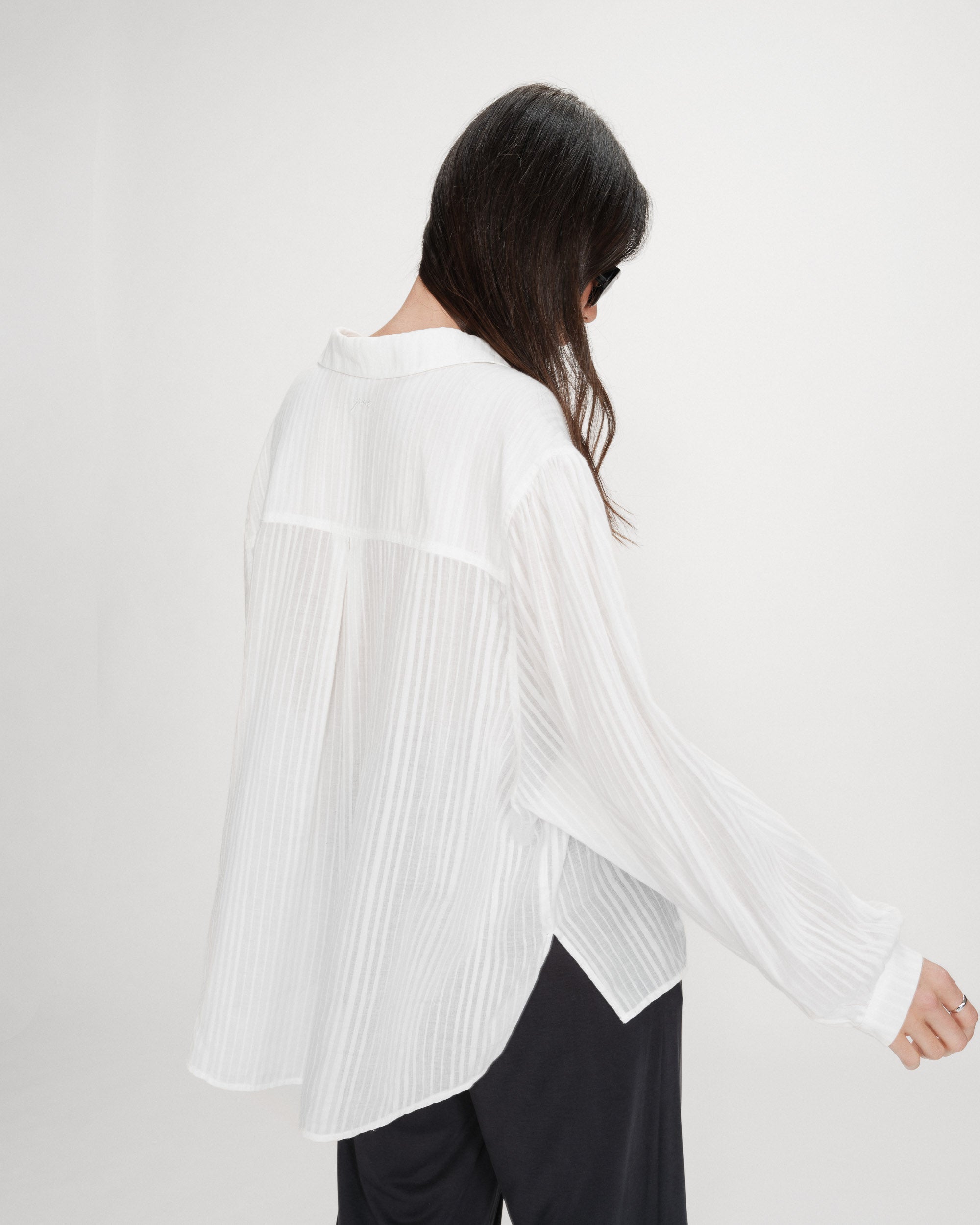 Chemise oversize en coton ivoire Vibes