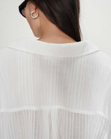 Chemise oversize en coton manches bouffantes ivoire Vibes