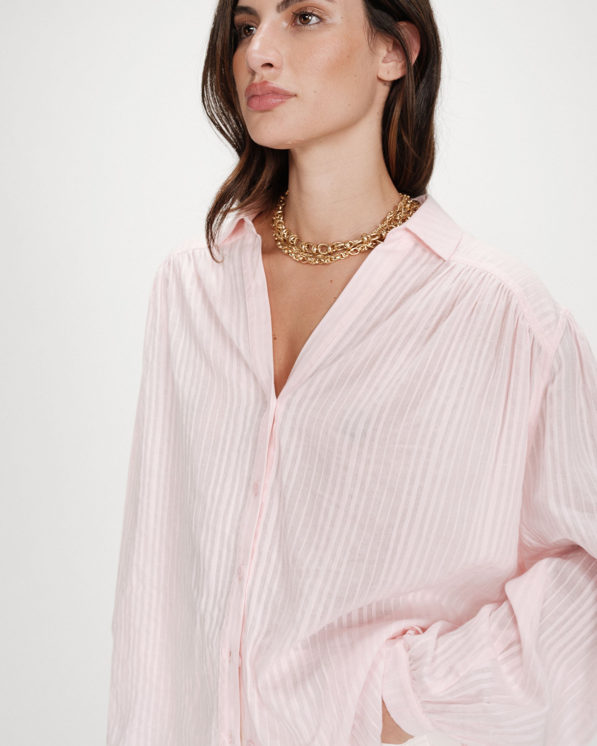 Chemise oversize en coton rose Vibes