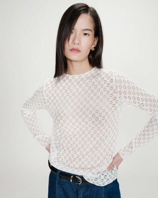 Top en dentelle transparent ivoire Valmy