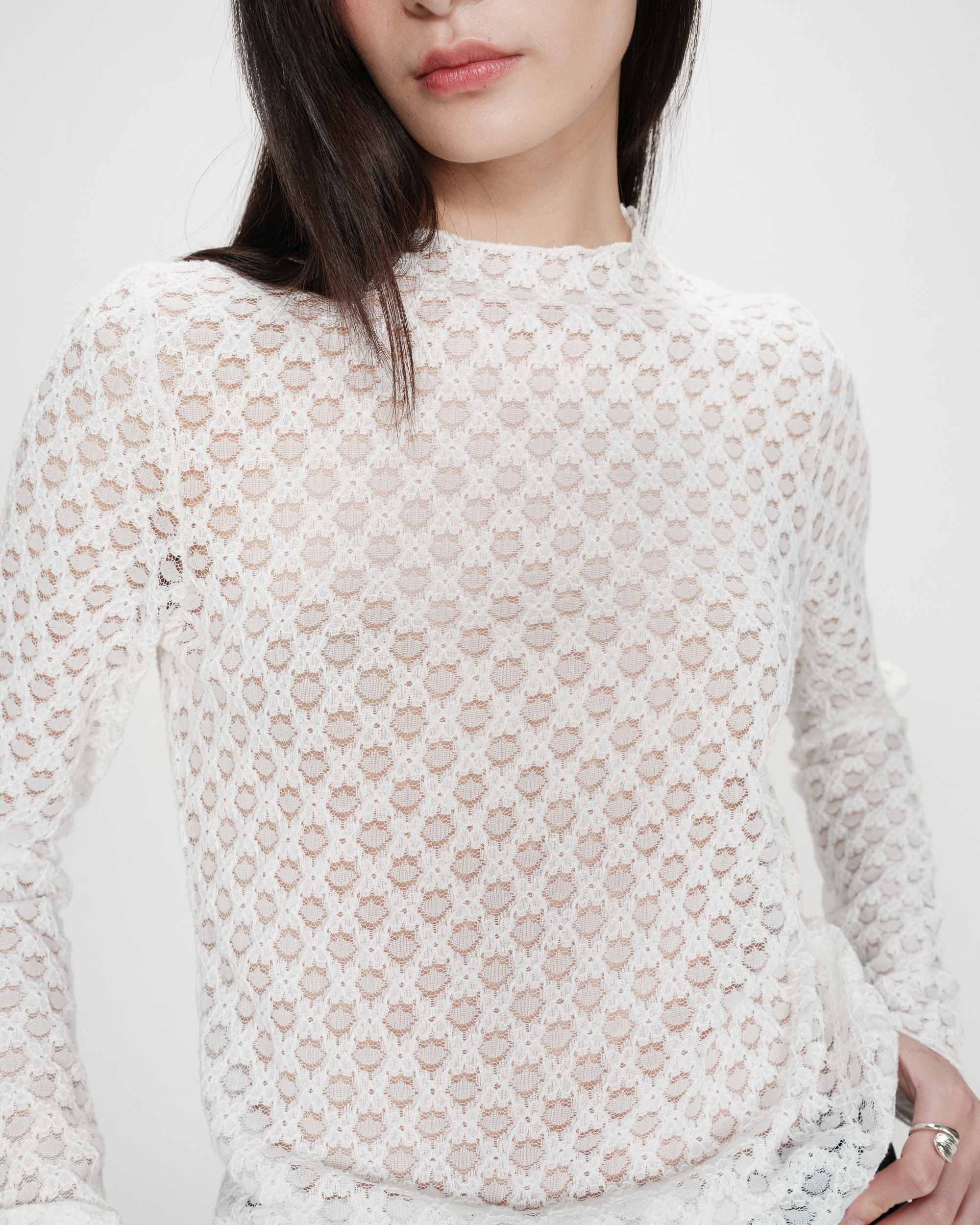 Top en dentelle transparent ivoire Valmy