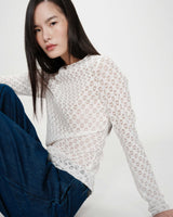 Top en dentelle transparent ivoire Valmy