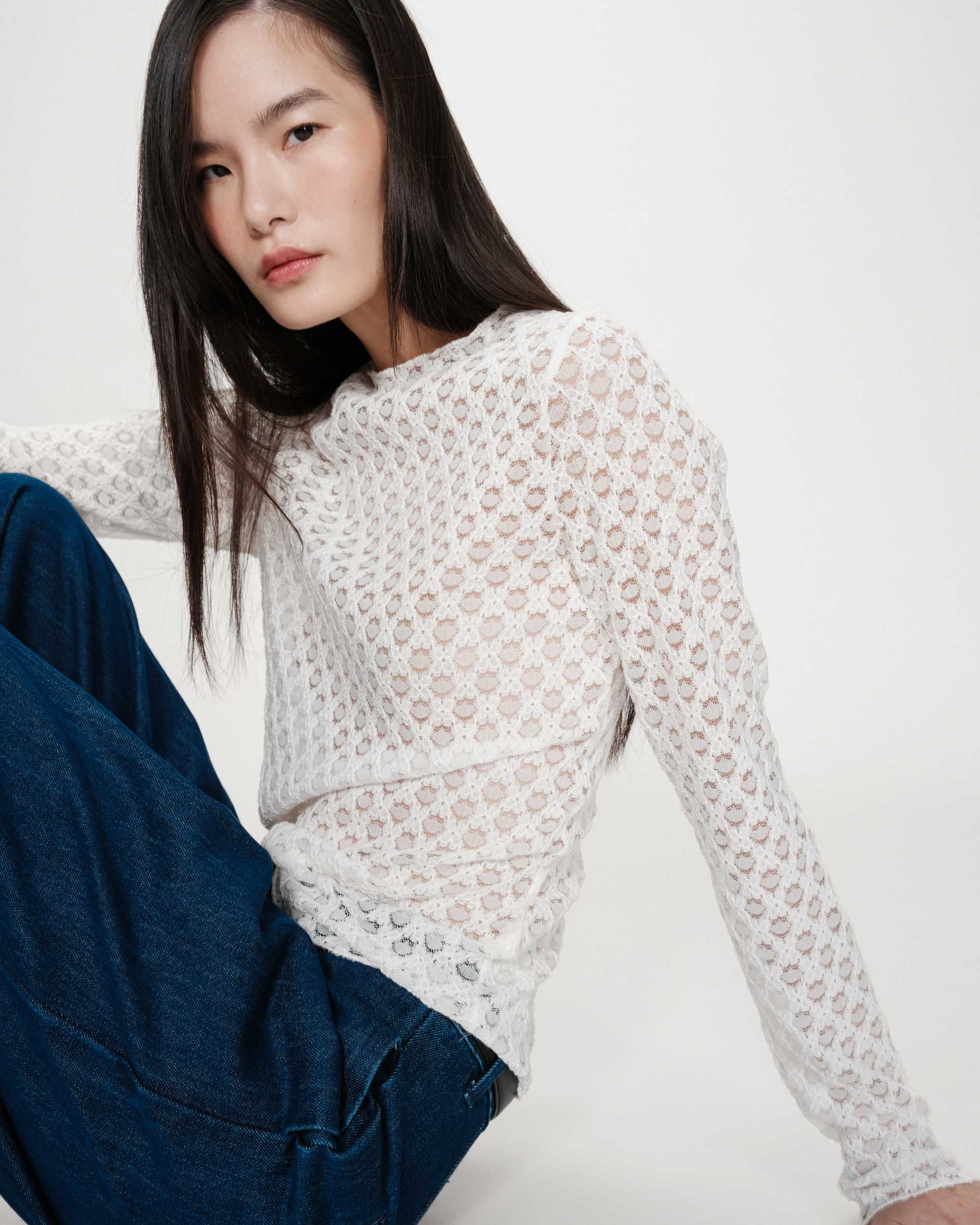 Top de encaje transparente ivoire Valmy