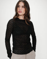 Top en dentelle transparent noir Valmy