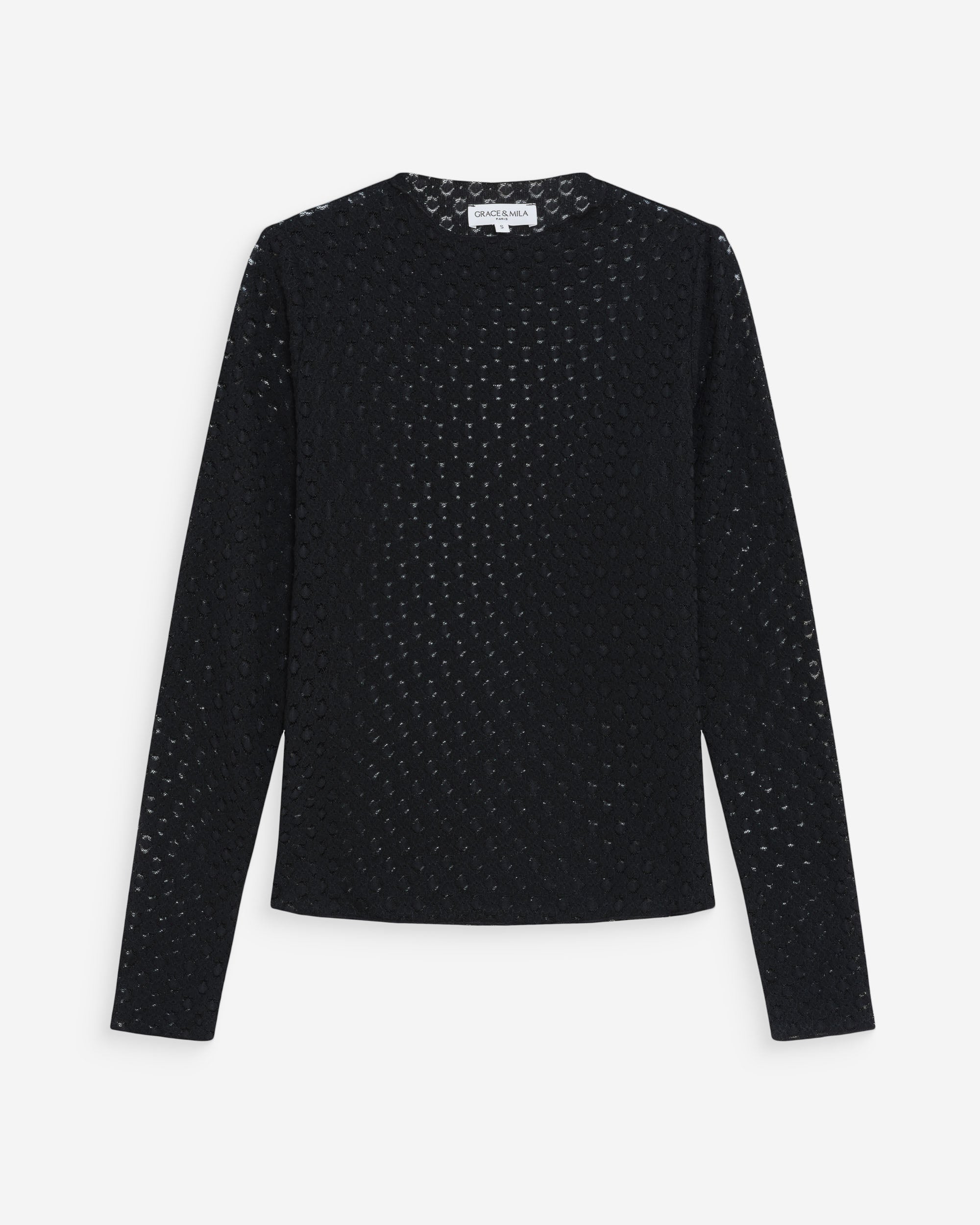 Top en dentelle transparent noir Valmy