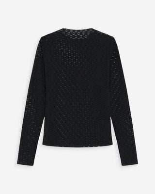 Top en dentelle transparent manches longues noir Valmy