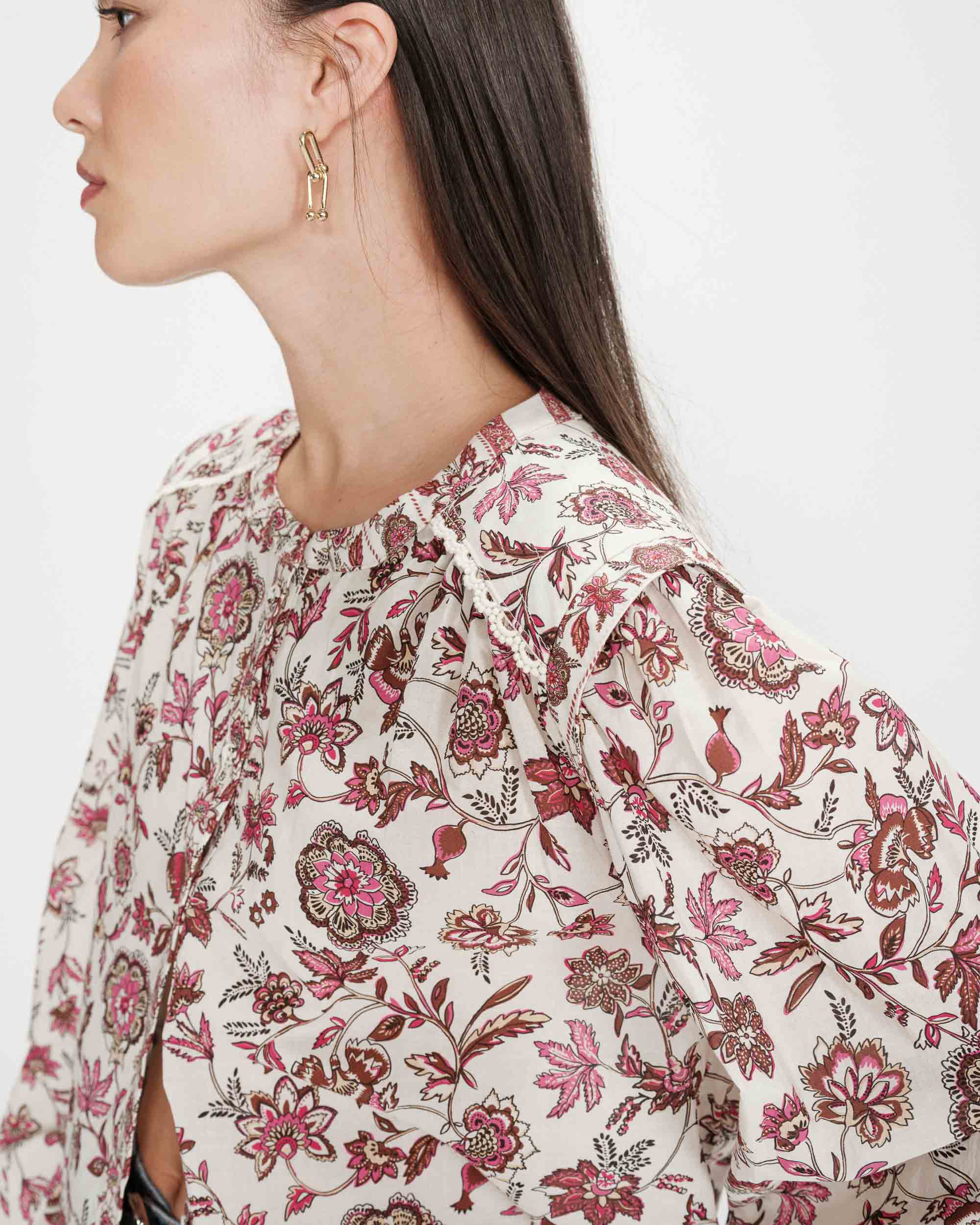 Blouse droite à fleurs fleur Valencia