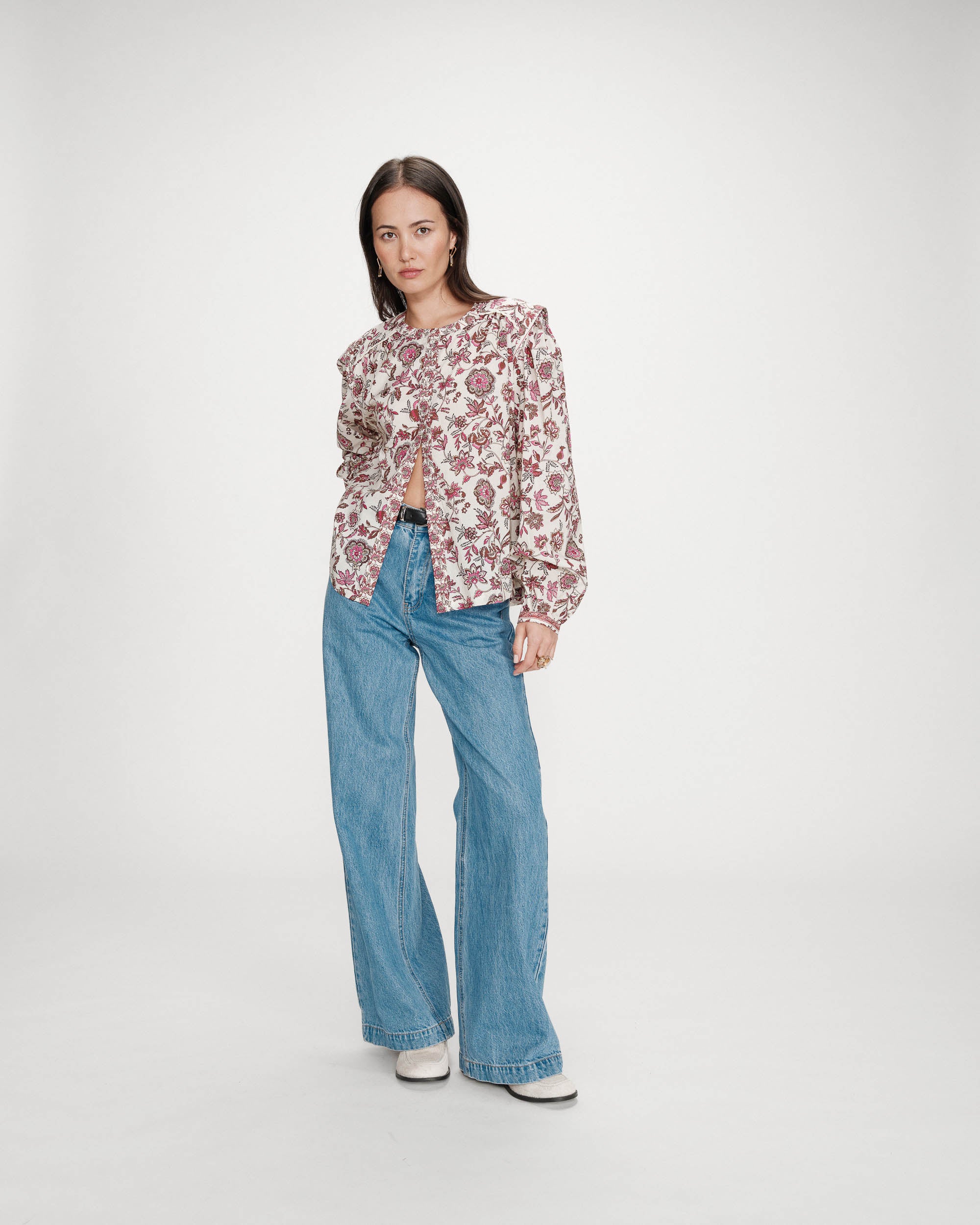 Blouse droite à fleurs fleur Valencia