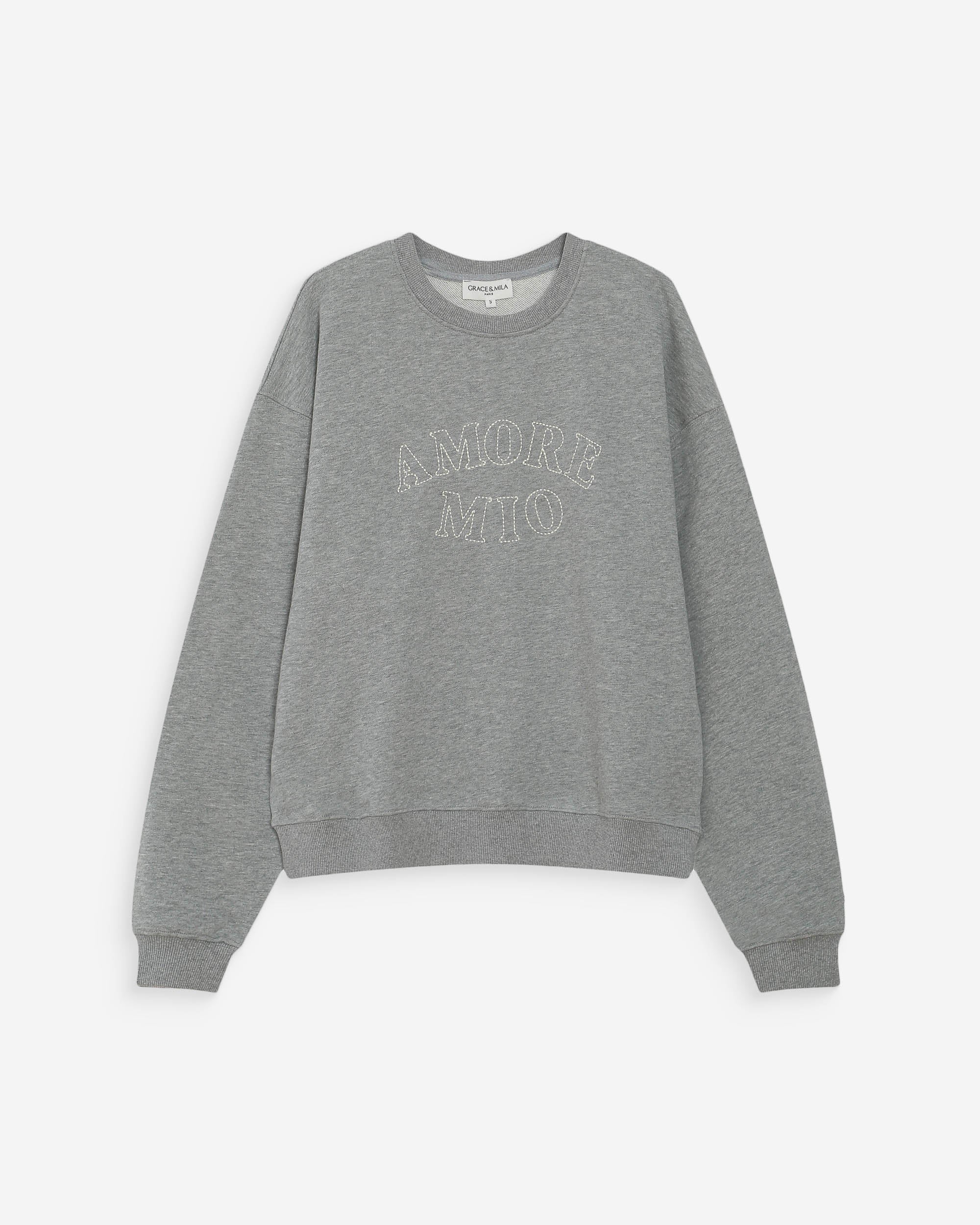 Pull oversize à message gris Valino