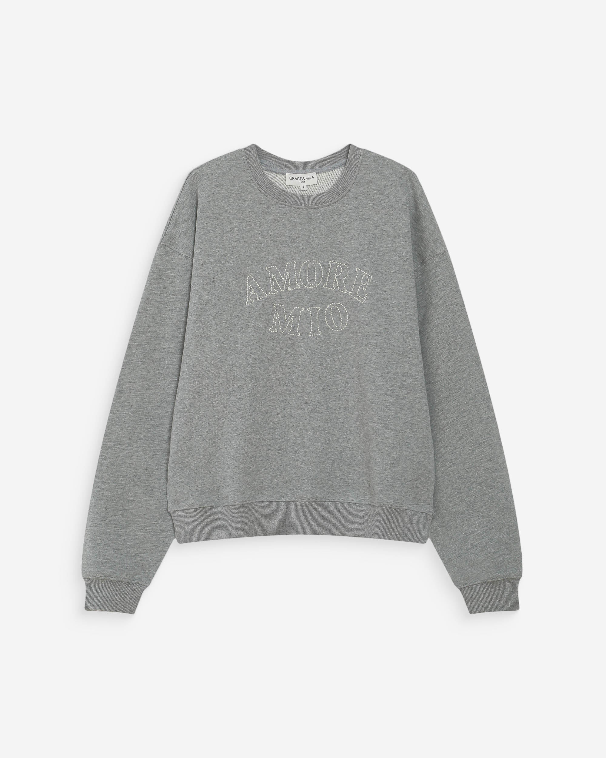 Pull oversize à message gris Valino