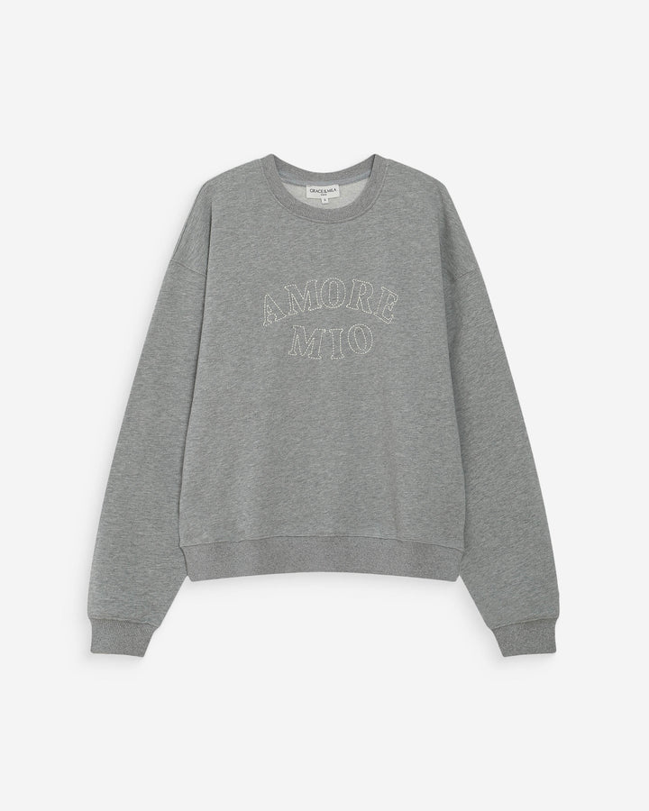 Pull oversize à message gris Valino